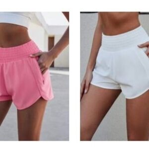 SHEIN Pink and White Athletic Shorts Soft Casual Fit
